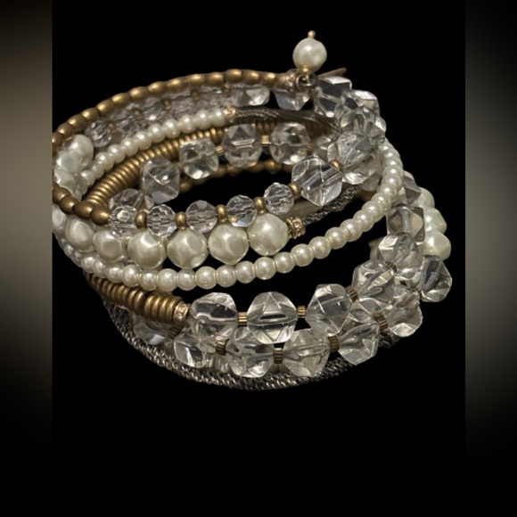 Silpada Silver Glass Brass Swarovski Crystals Practical Pearls Bracelet - Picture 6 of 8